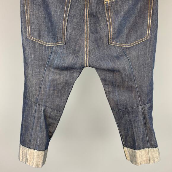 JUNYA WATANABE Size XS Indigo Contrast Stitch Cotton / Linen Cropped Jeans - Picture 3 of 5